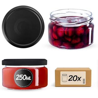KADAX Lot de 10 bocaux en verre 250ml Ø82 – Couvercle Twist-Off hermétique TO82 – Pour confitures, conserves, cornichons, miel & fermentation KADAX Lot de 10 bocaux en verre 250ml Ø82 – Couvercle Twist-Off hermétique TO82 – Pour confitures, conserves, cornichons, miel & fermentation