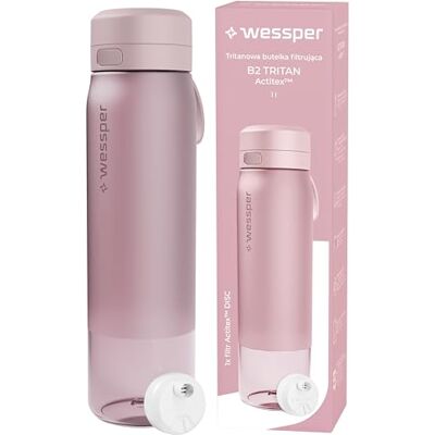 Wessper Gourde Filtrante en Tritan, 1 l, Bouteille d'eau avce Filtre Actitex Disc, Réduit le Chlore, Compteur de Remplacement du Filtre a eau, Bouteille sans BPA Rose Wessper Gourde Filtrante en Tritan, 1 l, Bouteille d'eau avce Filtre Actitex Disc, Réduit le Chlore, Compteur de Remplacement du Filtre a eau, Bouteille sans BPA Rose