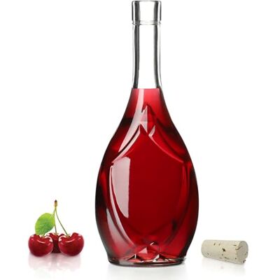 KADAX Bouteille en verre avec bouchon en liège étanche Motif raisin Récipient en verre pour liqueurs de fruits, vin vide 500 ml 1 pièce KADAX Bouteille en verre avec bouchon en liège étanche Motif raisin Récipient en verre pour liqueurs de fruits, vin vide 500 ml 1 pièce