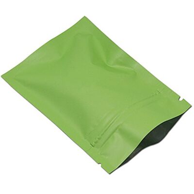 WACCOMT Pack Lot de 100 sachets en plastique avec joint à poignée en aluminium, en mylar, convient aux denrées alimentaires, inodores, vert mat, 8x12cm WACCOMT Pack Lot de 100 sachets en plastique avec joint à poignée en aluminium, en mylar, convient aux denrées alimentaires, inodores, vert mat, 8x12cm