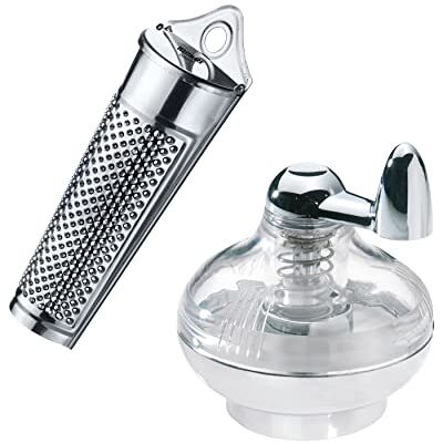 Westmark 1 moulin à muscade + 1 râpe à muscade, avec surface de stockage, plastique/acier inoxydable, argent/transparent, 695722E6 Westmark 1 moulin à muscade + 1 râpe à muscade, avec surface de stockage, plastique/acier inoxydable, argent/transparent, 695722E6