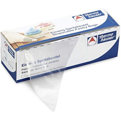 Thermohauser Lot de 100 poches à douille jetables, en plastique polyéthylène, transparentes, 40 x 23 x 0,009 cm Thermohauser Lot de 100 poches à douille jetables, en plastique polyéthylène, transparentes, 40 x 23 x 0,009 cm