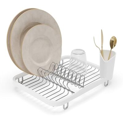 Umbra Sinkin white. Egouttoir à vaisselle Sinkin, avec porte-couverts amovible convient à l'évier ou au comptoir, blanc Umbra Sinkin white. Egouttoir à vaisselle Sinkin, avec porte-couverts amovible convient à l'évier ou au comptoir, blanc