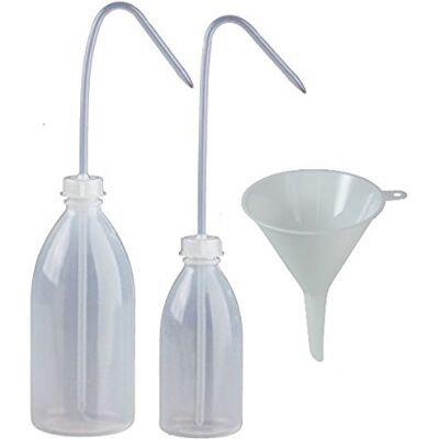 mikken Lot de 2 bouteilles de lavage en plastique sans BPA avec entonnoir Transparent 250 ml et 500 ml mikken Lot de 2 bouteilles de lavage en plastique sans BPA avec entonnoir Transparent 250 ml et 500 ml