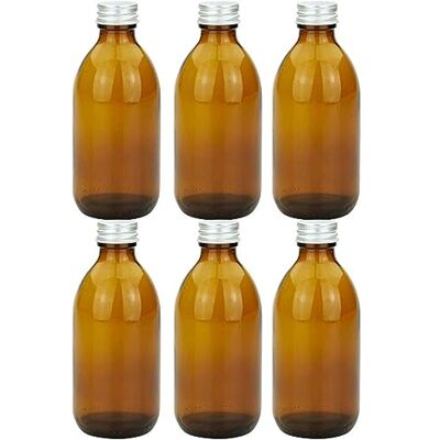 mikken 6 bouteilles de pharmacie en verre marron de 250 ml avec bouchon à vis + étiquettes inscriptibles. mikken 6 bouteilles de pharmacie en verre marron de 250 ml avec bouchon à vis + étiquettes inscriptibles.