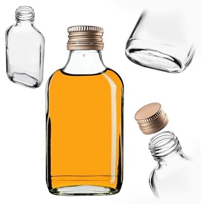 KADAX Flasque 100 ml, 1 pièce, petites bouteilles en verre avec bouchon à vis, flacons vides à remplir, mini bouteilles de liqueur, bouteilles d'alcool (doré) KADAX Flasque 100 ml, 1 pièce, petites bouteilles en verre avec bouchon à vis, flacons vides à remplir, mini bouteilles de liqueur, bouteilles d'alcool (doré)