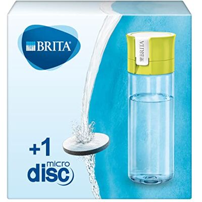 Brita Gourde filtrante transparente verte, réduit le chlore, le plomb et autres impuretés organiques pour une eau du robinet plus pure, sans BPA, 1 filtre MicroDisc inclus Brita Gourde filtrante transparente verte, réduit le chlore, le plomb et autres impuretés organiques pour une eau du robinet plus pure, sans BPA, 1 filtre MicroDisc inclus