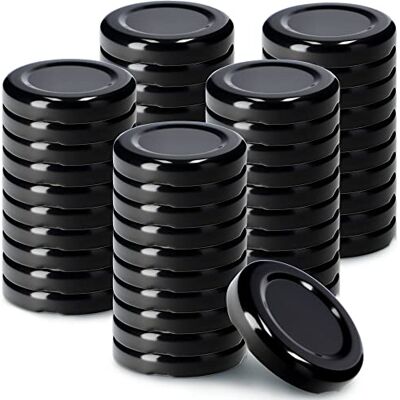 KADAX Lot de 50 couvercles à visser Diamètre : 43 mm En métal Convient pour les bocaux de 40 ml Avec 4 dents d'encliquetage Idéaux pour les bocaux de conserve Noir KADAX Lot de 50 couvercles à visser Diamètre : 43 mm En métal Convient pour les bocaux de 40 ml Avec 4 dents d'encliquetage Idéaux pour les bocaux de conserve Noir