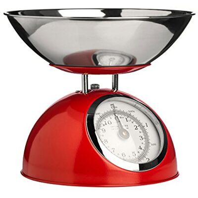 Premier Housewares Balance de cuisine rétro avec bol en acier inoxydable 5 kg Rouge 21 x 24 x 24 cm Premier Housewares Balance de cuisine rétro avec bol en acier inoxydable 5 kg Rouge 21 x 24 x 24 cm
