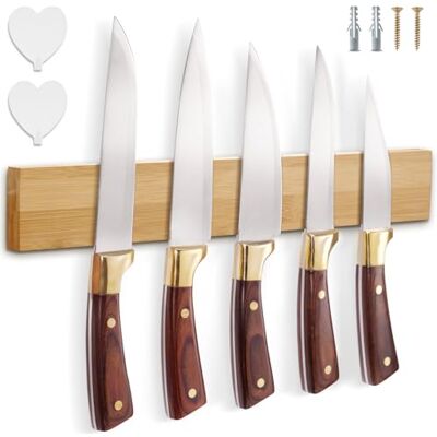 Cheerhom Porte Couteaux Aimanté, Support Couteau de Cuisine en Bambou avec Aimant Extra Puissant 40 x 6 x 2 cm, Barre Aimantée pour Couteaux, Aimant Couteau Mural pour Couteaux et Ustensiles de Cuisine Cheerhom Porte Couteaux Aimanté, Support Couteau de Cuisine en Bambou avec Aimant Extra Puissant 40 x 6 x 2 cm, Barre Aimantée pour Couteaux, Aimant Couteau Mural pour Couteaux et Ustensiles de Cuisine