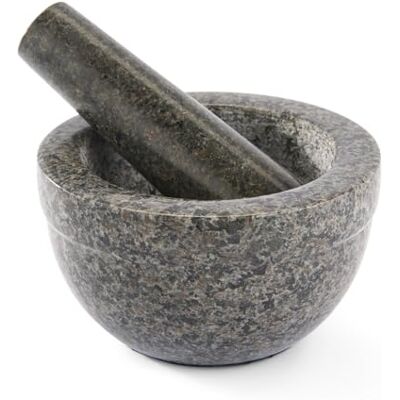 RÖSLE Mortier en granit, mortier de pierre de haute qualité avec pilon pour herbes, épices, pâte de curry ou pesto, sol antidérapant, pierre de granit noire RÖSLE Mortier en granit, mortier de pierre de haute qualité avec pilon pour herbes, épices, pâte de curry ou pesto, sol antidérapant, pierre de granit noire