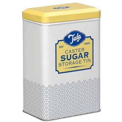 Tala boîte de conservation pour sucre en métal jaune et crème, capacité 1 kg, boîte de cuisine rétro avec couvercle à charnière pour ranger sucre et ingrédients de pâtisserie Tala boîte de conservation pour sucre en métal jaune et crème, capacité 1 kg, boîte de cuisine rétro avec couvercle à charnière pour ranger sucre et ingrédients de pâtisserie