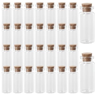 Nivofu Lot de 30 mini bouteilles en verre avec bouchon en liège de 10 ml, mini bouteilles à souhait, mini bocaux en verre avec couvercles en liège, mini flacons en verre, pour loisirs créatifs Nivofu Lot de 30 mini bouteilles en verre avec bouchon en liège de 10 ml, mini bouteilles à souhait, mini bocaux en verre avec couvercles en liège, mini flacons en verre, pour loisirs créatifs