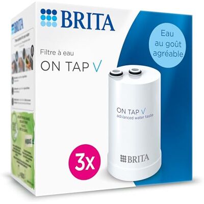 Brita Pack de 3X filtres à Eau on Tap V (= 4 Mois de Filtration) pour Une Eau filtrée au goût agréable instantanément, Directement Depuis Votre Robinet de Cuisine. Brita Pack de 3X filtres à Eau on Tap V (= 4 Mois de Filtration) pour Une Eau filtrée au goût agréable instantanément, Directement Depuis Votre Robinet de Cuisine.