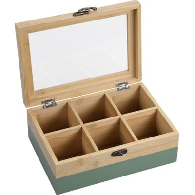 Boîte de rangement en bambou Kesper avec 6 compartiments - Contenant alimentaire Boîte de rangement en bambou Kesper avec 6 compartiments - Contenant alimentaire