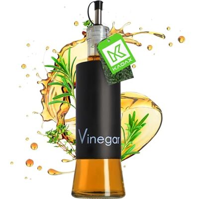 KADAX Distributeur pour condiments liquides, flacon en verre avec éléments en acier, distributeur en verre pour huile, vinaigrette, bidon d'huile, distributeur d'huile d'olive (vinaigrette, noir) KADAX Distributeur pour condiments liquides, flacon en verre avec éléments en acier, distributeur en verre pour huile, vinaigrette, bidon d'huile, distributeur d'huile d'olive (vinaigrette, noir)