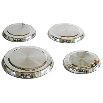 HI Haushalt International Lot de 4 cache-plaques de cuisson, en acier inoxydable, utiles pour cuisinière, résistantes à la chaleur HI Haushalt International Lot de 4 cache-plaques de cuisson, en acier inoxydable, utiles pour cuisinière, résistantes à la chaleur