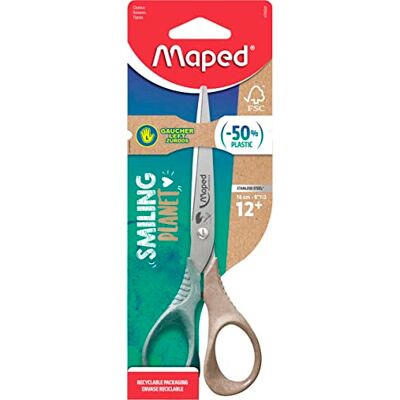 Maped Ciseaux Shape Smiling Planet Ciseaux Responsables pour les gauchers Stabilité et Précision Anneaux 50% Fibre de Bois Certifié FSC Ergonomie 3D Lame 16cm en Acier Inox Maped Ciseaux Shape Smiling Planet Ciseaux Responsables pour les gauchers Stabilité et Précision Anneaux 50% Fibre de Bois Certifié FSC Ergonomie 3D Lame 16cm en Acier Inox