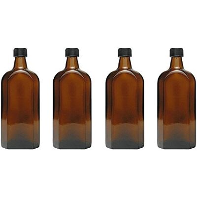 Viva Haushaltswaren mikken Lot de 4 flacons pharmaceutiques en verre marron avec étiquettes 500 ml Noir Viva Haushaltswaren mikken Lot de 4 flacons pharmaceutiques en verre marron avec étiquettes 500 ml Noir