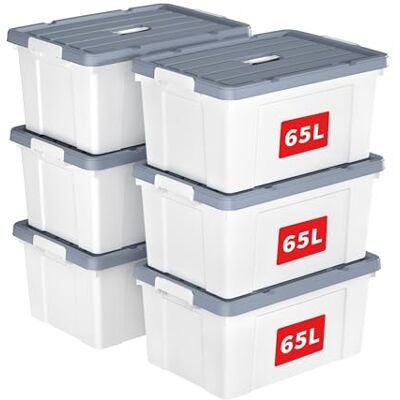Cetomo Lot de 65 boîtes de rangement en plastique avec couvercles, boîte de rangement avec poignée et boucles de verrouillage sécurisées, empilables, emboîtables, pour vêtements de bureau à domicile, Cetomo Lot de 65 boîtes de rangement en plastique avec couvercles, boîte de rangement avec poignée et boucles de verrouillage sécurisées, empilables, emboîtables, pour vêtements de bureau à domicile,
