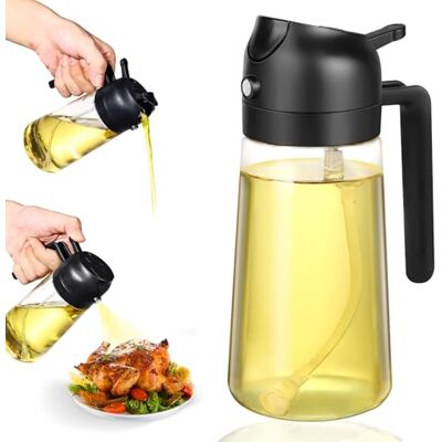 Lychico Flacon distributeur d'huile de 470 ml, distributeur d'huile 2 en 1 et pulvérisateur d'huile, flacon pulvérisateur de qualité alimentaire pour cuisine, distributeur d'huile pour barbecue, Lychico Flacon distributeur d'huile de 470 ml, distributeur d'huile 2 en 1 et pulvérisateur d'huile, flacon pulvérisateur de qualité alimentaire pour cuisine, distributeur d'huile pour barbecue,