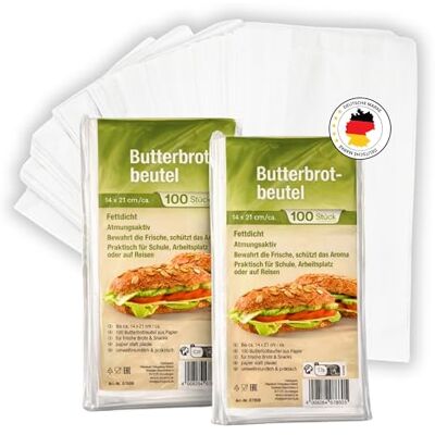sunmondo Lot de 200 sacs à petit-déjeuner en papier – Sacs étanches à la graisse pour toasts, pain, petits pains, fruits – Dimensions : 14 x 21 cm sunmondo Lot de 200 sacs à petit-déjeuner en papier – Sacs étanches à la graisse pour toasts, pain, petits pains, fruits – Dimensions : 14 x 21 cm
