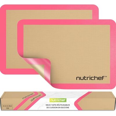 Nutrichef Tapis Cuisson Silicone 42 x 29 cm Lot de 2 – Tapis Four Antiadhésif Réutilisable, Silicone Alimentaire, Résistant Jusqu’à 250 °C, Lavable Lave-Vaisselle, Rose Nutrichef Tapis Cuisson Silicone 42 x 29 cm Lot de 2 – Tapis Four Antiadhésif Réutilisable, Silicone Alimentaire, Résistant Jusqu’à 250 °C, Lavable Lave-Vaisselle, Rose