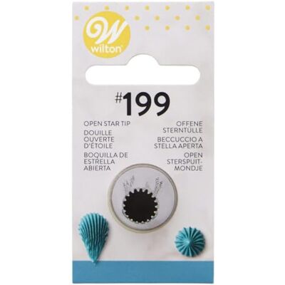 Wilton Decorating Tip, Douille à Pâtisserie, #199 Open Star Carded Douille en inox, Réutilisable, Pour décorer gâteaux et cupcakes, Compatible lave-vaisselle Wilton Decorating Tip, Douille à Pâtisserie, #199 Open Star Carded Douille en inox, Réutilisable, Pour décorer gâteaux et cupcakes, Compatible lave-vaisselle