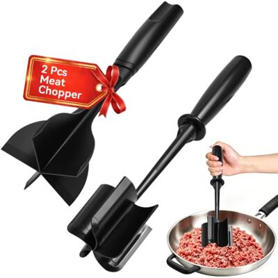 Rkixlix Lot de 2 pilons à viande hachée avec 5 lames Moulin à viande hachée en plastique résistant à la chaleur 2 tailles Pour viande de bœuf, hamburger, pommes de terre Rkixlix Lot de 2 pilons à viande hachée avec 5 lames Moulin à viande hachée en plastique résistant à la chaleur 2 tailles Pour viande de bœuf, hamburger, pommes de terre