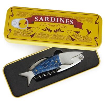 Balvi Tire-bouchon Sardines Couleur bleu Ouvre-bouteille avec boîte en métal Étain Balvi Tire-bouchon Sardines Couleur bleu Ouvre-bouteille avec boîte en métal Étain
