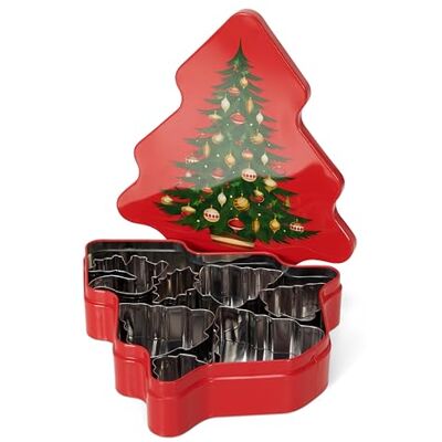 patisse 13728 – Boîte à biscuits, métal, Sapin, avec 7 découpoirs emporte-pièces, Inox, 5 Sapins: 4cm/5cm/6cm/7cm/8Cm, 1 Ecureuil 5Cm, 1 Feuille de Houx 5Cm patisse 13728 – Boîte à biscuits, métal, Sapin, avec 7 découpoirs emporte-pièces, Inox, 5 Sapins: 4cm/5cm/6cm/7cm/8Cm, 1 Ecureuil 5Cm, 1 Feuille de Houx 5Cm