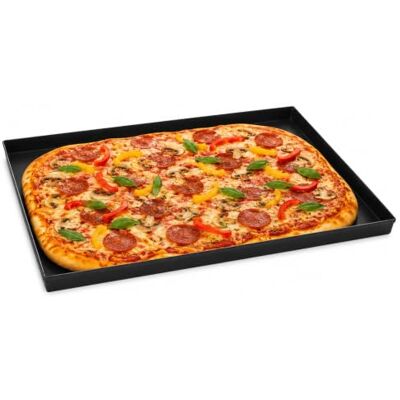FMprofessional Plaque à pizza carrée 60 x 40 cm, idéale pour pizza, plaque de cuisson résistante à la chaleur jusqu'à 400 °C, plateau rectangulaire en feuille bleue (couleur : noir), quantité : 1 FMprofessional Plaque à pizza carrée 60 x 40 cm, idéale pour pizza, plaque de cuisson résistante à la chaleur jusqu'à 400 °C, plateau rectangulaire en feuille bleue (couleur : noir), quantité : 1