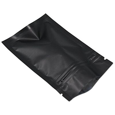WACCOMT Pack Lot de 100 sachets en plastique avec joint à poignée en aluminium Fermeture à poignée en mylar, convient aux denrées alimentaires, inodores, noir mat, 8x12cm WACCOMT Pack Lot de 100 sachets en plastique avec joint à poignée en aluminium Fermeture à poignée en mylar, convient aux denrées alimentaires, inodores, noir mat, 8x12cm