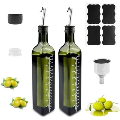 Gvolatee Lot de 2 bouteilles d'huile en verre de 500 ml avec bec verseur, entonnoir, bouchon anti-salissure, distributeur d'huile d'olive, bouteilles d'huile pour cuisine, barbecue, pâtes, salades Gvolatee Lot de 2 bouteilles d'huile en verre de 500 ml avec bec verseur, entonnoir, bouchon anti-salissure, distributeur d'huile d'olive, bouteilles d'huile pour cuisine, barbecue, pâtes, salades