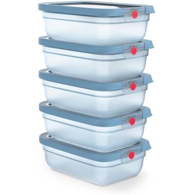 Emsa Boite Hermetique Alimentaire OneClick Set 5 x 1 2 L Bleu Meal prep pour batch cooking Système breveté oneClick Conservation longue durée Empilable Compatible lave-vaisselle Emsa Boite Hermetique Alimentaire OneClick Set 5 x 1 2 L Bleu Meal prep pour batch cooking Système breveté oneClick Conservation longue durée Empilable Compatible lave-vaisselle