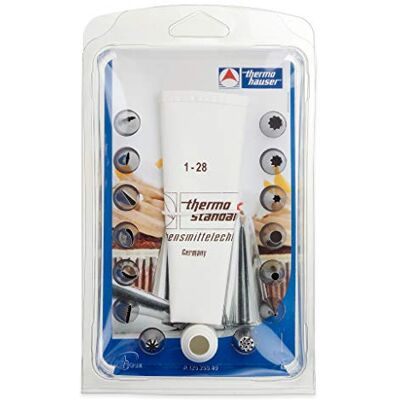 Thermohauser Lot de 16 poches à douille réutilisables en coton standard (poche à douille, adaptateur, 14 douilles) Thermohauser Lot de 16 poches à douille réutilisables en coton standard (poche à douille, adaptateur, 14 douilles)