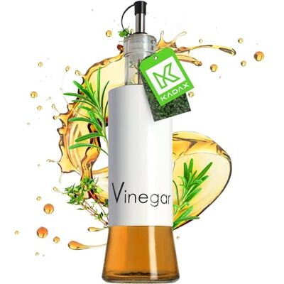 KADAX Distributeur pour condiments liquides, flacon en verre avec éléments en acier, distributeur en verre pour huile, vinaigre, bidon d'huile, distributeur d'huile d'olive (vinaigrette, blanc) KADAX Distributeur pour condiments liquides, flacon en verre avec éléments en acier, distributeur en verre pour huile, vinaigre, bidon d'huile, distributeur d'huile d'olive (vinaigrette, blanc)