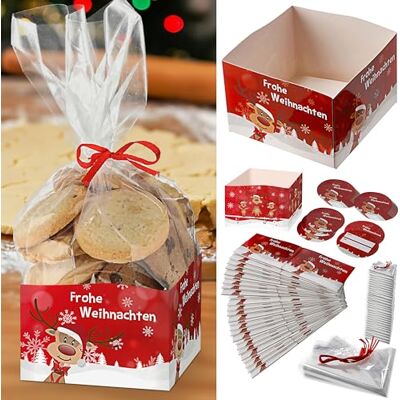 Cepewa Lot de 36 boîtes à pâtisserie, boîtes à chocolats, boîtes en carton, ruban avec pendentif, biscuits de Noël, chocolats, sacs cadeaux (1 lot de 36 boîtes à pâtisserie) Cepewa Lot de 36 boîtes à pâtisserie, boîtes à chocolats, boîtes en carton, ruban avec pendentif, biscuits de Noël, chocolats, sacs cadeaux (1 lot de 36 boîtes à pâtisserie)