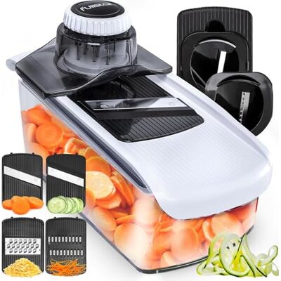 fullstar Mandoline de Cuisine Multifonctions Professionnelle Trancheur de Légumes Concombres Carottes Pommes de Terre Fruits Rapeuse Legume Fromage Cuisine Accessoires (PRO 6-en-1, Blanc) fullstar Mandoline de Cuisine Multifonctions Professionnelle Trancheur de Légumes Concombres Carottes Pommes de Terre Fruits Rapeuse Legume Fromage Cuisine Accessoires (PRO 6-en-1, Blanc)