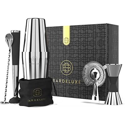 BarDeluxe ® Boston Shaker Set de 5 pièces pour barman Ensemble de cocktails 750 ml Shaker à cocktail Boston En acier inoxydable Accessoires de cocktail (argent) BarDeluxe ® Boston Shaker Set de 5 pièces pour barman Ensemble de cocktails 750 ml Shaker à cocktail Boston En acier inoxydable Accessoires de cocktail (argent)