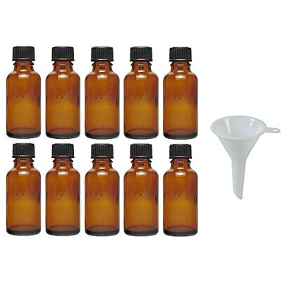 mikken Viva Haushaltswaren Lot de 10 Flacon Compte-Goutte 30 ML/Pharmacien Bouteilles avec Compte-Gouttes Marron dans Verre, Entonnoir mikken Viva Haushaltswaren Lot de 10 Flacon Compte-Goutte 30 ML/Pharmacien Bouteilles avec Compte-Gouttes Marron dans Verre, Entonnoir