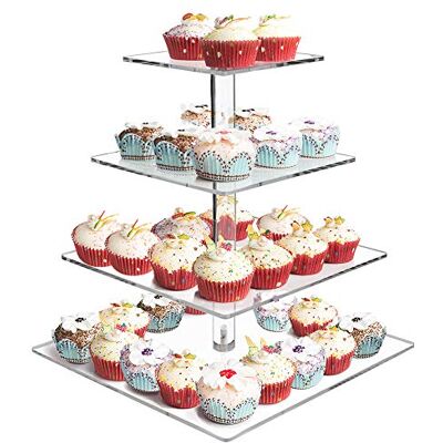 Milaloko Présentoir à cupcakes carré en acrylique à 4 étages Présentoir à pâtisseries Arbre à dessert Pour mariage, fête d'anniversaire Milaloko Présentoir à cupcakes carré en acrylique à 4 étages Présentoir à pâtisseries Arbre à dessert Pour mariage, fête d'anniversaire