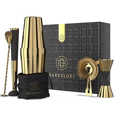 BarDeluxe ® Boston Shaker Set de 5 pièces pour barman Ensemble de cocktails 750 ml Shaker à cocktail Boston En acier inoxydable Accessoires de cocktail (doré) BarDeluxe ® Boston Shaker Set de 5 pièces pour barman Ensemble de cocktails 750 ml Shaker à cocktail Boston En acier inoxydable Accessoires de cocktail (doré)
