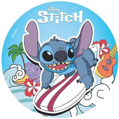 dekora , Stitch, Décoration de gâteau d'anniversaire pour enfants, Rond, 20 cm dekora , Stitch, Décoration de gâteau d'anniversaire pour enfants, Rond, 20 cm