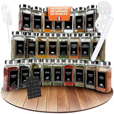 comforder Pots à Épices Carrés (24 pièces) avec Bouchons Verseurs et Étiquettes + Entonnoir, Pot en Verre avec Couvercle en Métal, 120 ml comforder Pots à Épices Carrés (24 pièces) avec Bouchons Verseurs et Étiquettes + Entonnoir, Pot en Verre avec Couvercle en Métal, 120 ml