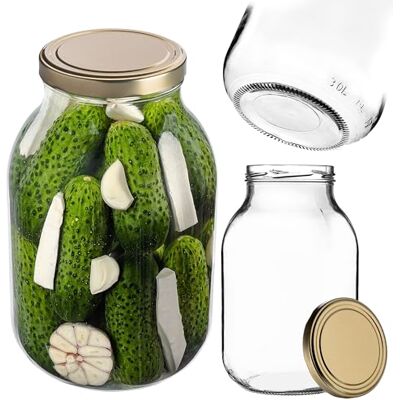 KADAX Bocal en verre 3 l Ø 82 mm doré – pour choucroute, kimchi, kombucha, fermentation couvercle à vis hermétique, hermétique, passe au lave-vaisselle, sans BPA pot de fermentation KADAX Bocal en verre 3 l Ø 82 mm doré – pour choucroute, kimchi, kombucha, fermentation couvercle à vis hermétique, hermétique, passe au lave-vaisselle, sans BPA pot de fermentation