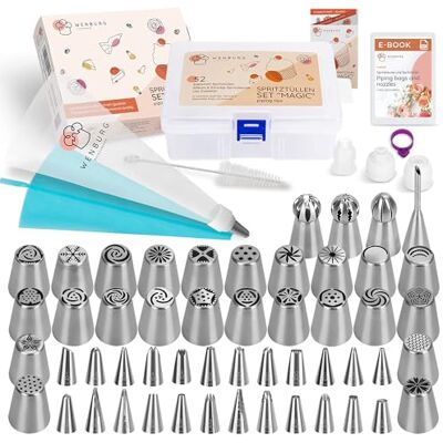 Wenburg Lot de 100 douilles à douille avec douilles En acier inoxydable Pour les pâtissiers amateurs ambitieux Utilisation polyvalente Wenburg Lot de 100 douilles à douille avec douilles En acier inoxydable Pour les pâtissiers amateurs ambitieux Utilisation polyvalente