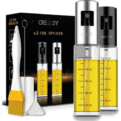 CREADY ® Lot de 2 sprays d'huile de cuisine 100 ml Distributeur d'huile Pulvérisateur d'huile Spray pour friteuse à air Huilier Spray Pulvérisateur d'huile Spray Distributeur d'huile CREADY ® Lot de 2 sprays d'huile de cuisine 100 ml Distributeur d'huile Pulvérisateur d'huile Spray pour friteuse à air Huilier Spray Pulvérisateur d'huile Spray Distributeur d'huile