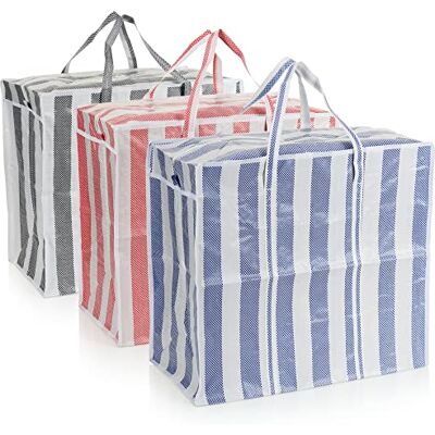 com-four ® 3x sac à provisions Jumbo, sacs en plastique rayés sacs de plage pour ustensiles de bain sac à provisions pour le shopping com-four ® 3x sac à provisions Jumbo, sacs en plastique rayés sacs de plage pour ustensiles de bain sac à provisions pour le shopping