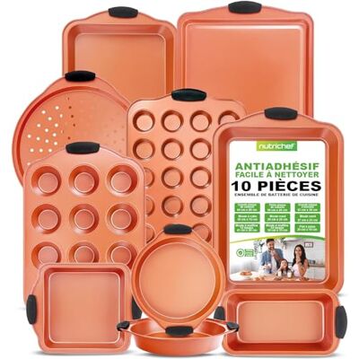 Nutrichef Chef Ensemble de 10 Pièces pour Cuisson - Acier au Carbone Antiadhésif Nutrichef Chef Ensemble de 10 Pièces pour Cuisson - Acier au Carbone Antiadhésif